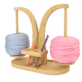 Yarn Holder Portable Magnetic Wool Holder Crocheting & Knitting Wooden Yarn Dispenser, with Rotating Magnetic Straight Axis Yarn Stand Organizer, for Knitting Lovers Supplies Gift