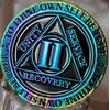 2 Year AA Medallion Reflex Rainbow Plated Black Sobriety Chip