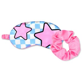 iscream Silky Satin, Fully Lined Sleep Mask and Matching Scrunchy Set - Smile Squad
