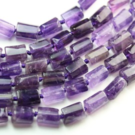 Amethyst Gemstone Tube 7 * 10mm Natural Gemstone Beads for Making Jewellery Energy Healing Crystals Jewelry Chakra Crystal Jewerly Beading supplies 15.5inch About 31-33 Beads