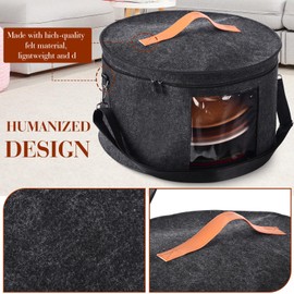 Suzile 4 Pack Large Round Foldable Felt Hat Box for Women Storage 17 x 10 Inch Cowboy Hat Storage Box with Lid Closet Cowboy Case Organizer Clothes Bin(Dark Gray)
