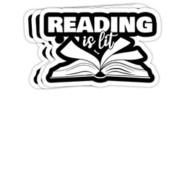 goldbabytee Reading is Lit Read Book Gift Book Worm- 4x3 Vinyl Stickers, Laptop Decal, Water Bottle Sticker (Set of 3)