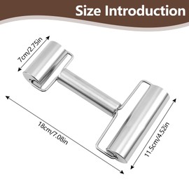 Teigroller Edelstahl, Nudelholz mit 2 Rollen Teigroller Klein Teigausroller Antihaft Rolling Pin mit Doppelkopfrolle für Pizza Fondant Kuchen Kekse Pasta Spülmaschinenfest