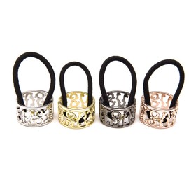 4 PCS Women Opened Circle Hair Elastic Bands Fashion Metal Hair Ties Ponytail Hair Holder Elastic Hair Band Hair Cuff Hair Rope Hair Clips Accessories (B#)