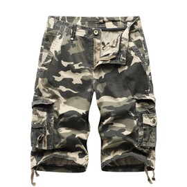 DGWZ Mens Cargo Shorts Multi Pockets Twill Cotton Relaxed Fit Outdoor Camo Cargo Short for Men