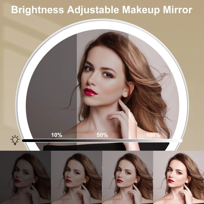 Laromni 5X Magnifying Lighted Makeup Mirror USB Rechargeable Dimmable Vanity