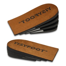 YISYFOOT Adjustable Orthopedic Heel Lift Inserts for Shoes - 4 Layers for Uneven Legs, Height Increase Insole for Leg Length Discrepancies, Achilles Tendonitis, Heel Pain (Brown, Large: Pack of 2)