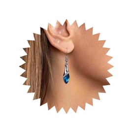 Aneneiceera Bohemia Sapphire Drop Earrings Blue Crystal Dangle Hook Earrings Long Cz Blue Rhinestone Earrings Bridal Sapphire Earrings Jewelry for Women Gifts