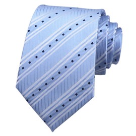 Mens Boys Baby Blue White Silk Ties Repp Striped Office Meeting Vintage Spring Neckties