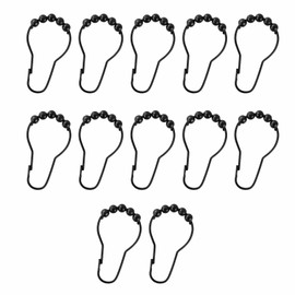 12 Pack Shower Curtain Hooks Rings,Stainless Steel Roller Balls Bath Curtain Rings,Rolling Hooks for Shower Home Decoration,Black