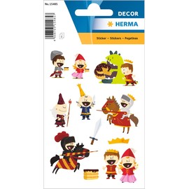 HERMA 15485 Stickers Knight Small Large, Pack of 30, Fairy Tale Stickers with Wizard King Princess Prince Monster Motif, Children's Labels for Photo Album, Diary, Poetry Album, Scrapbooking,