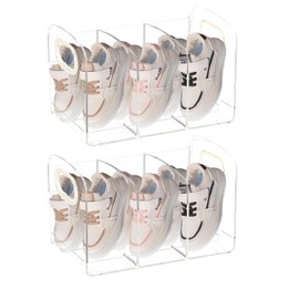 Acrylic Clear Kids Shoe Rack,Wall-Mounted Baby Shoe Organizer,3 Sections Toddler Shoe Organizer,Baby Organizers and Storage,Shoe Storage Boxes Stackable,Save Space for Storing Baby Shoe Shelfs(2 Pcs)