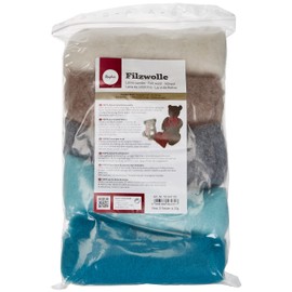 Rayher Hobby Rayher 5364700 Reine Schurwolle, Filzwolle, Vlies, 5 Farben á 20 g, (gesamt 100 g), Wintertöne, 100% Wolle zum Filzen, Märchenwolle