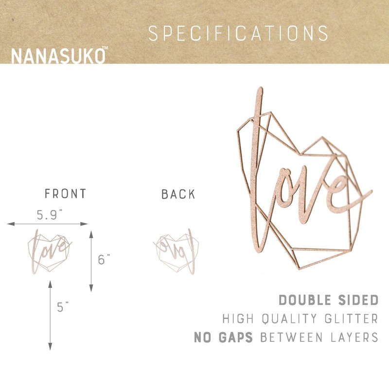 NANASUKO Wedding/Engagement Cake Topper - love - with Modern Geometric