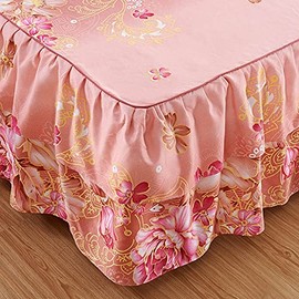 Zhiyuan 2 Layers Ruffled Bed Sheet Skirt Brushed Microfiber Bedspread with 2 Pillow Shams, Queen, Pink