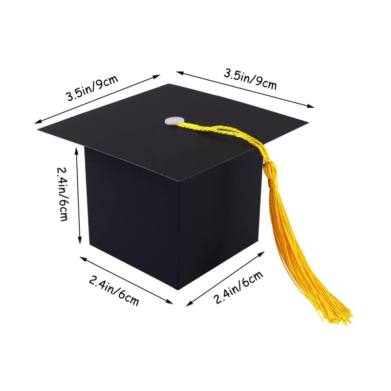 TrlaFy 30Pcs Graduation Cap Candy Boxes Black Graduation Gifts Boxes
