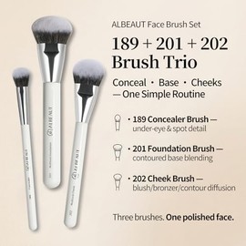 ALBEAUT- Juego completo incluye una brocha para base, una brocha multiusos para el rostro y una brocha multiusos para ojos para satisfacer todas tus  