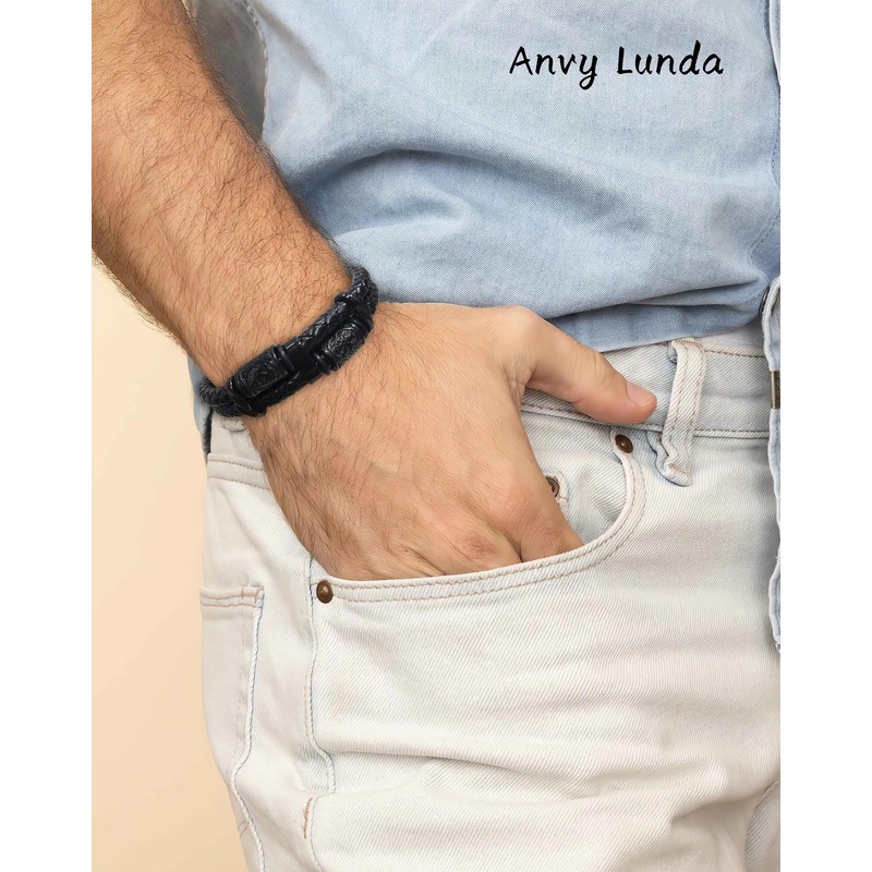 Anvy Lunda Viking Compass Celtic Knot Mens Bracelet, 316L Stainless