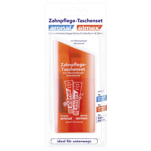 aronal und elmex Zahnpflege-Taschenset, 2x12 ml - Zahnpasta Set ideal für Reisen und unterwegs