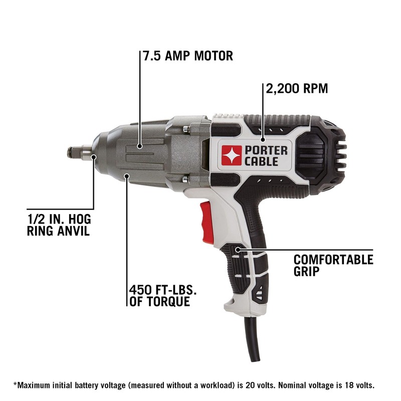 PORTER-CABLE Impact Wrench, 450 lbs of Torque, 1/2 Inch Hog