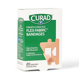 CURAD - Vendajes de tela flexible para dedos y nudillos, varios tamaños, caja de 20