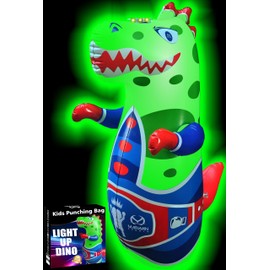 Punch-Activated LED and Roaring Dinosaur Punching Bag for Kids | Bounce-Back Toy for Safe, Active Play | Durable Fun Gift for Toddlers Ages 2-8 (No Batteries)