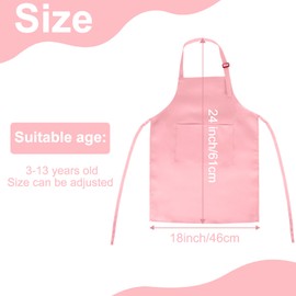 BOUBONI 5 Pcs Kids Apron with 2 Pockets Adjustable Kitchen Chef Apron Bulk for Cooking Baking Painting Crafting (Pink)