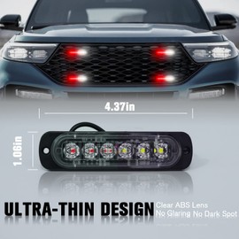 DIBMS LED Emergency Strobe Lights, 8x Red White 6 LED Strobe Warning Emergency Flashing Light Caution Construction Hazard Light Bar For Car Truck Van Off Road Vehicle ATV SUV Surface Mount