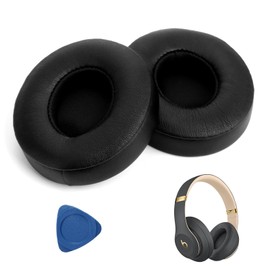 2Pcs Ersatz Ohrpolster für Beats Solo 2 & Solo 3, Kopfhörer Ohrpolster Ersatzset mit Weiches Proteinleder und Memory Schaum, Kabellose Ear Pads Replacement für Beats Solo B0501/B0500, Schwarz