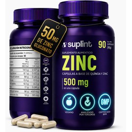 Gluconato de Zinc 50mg con Quinoa – para Apoyo a Inmunidad, Piel, Corazón y Cerebro – Suplemento Vegano, Sin OGM – 90 Cápsulas