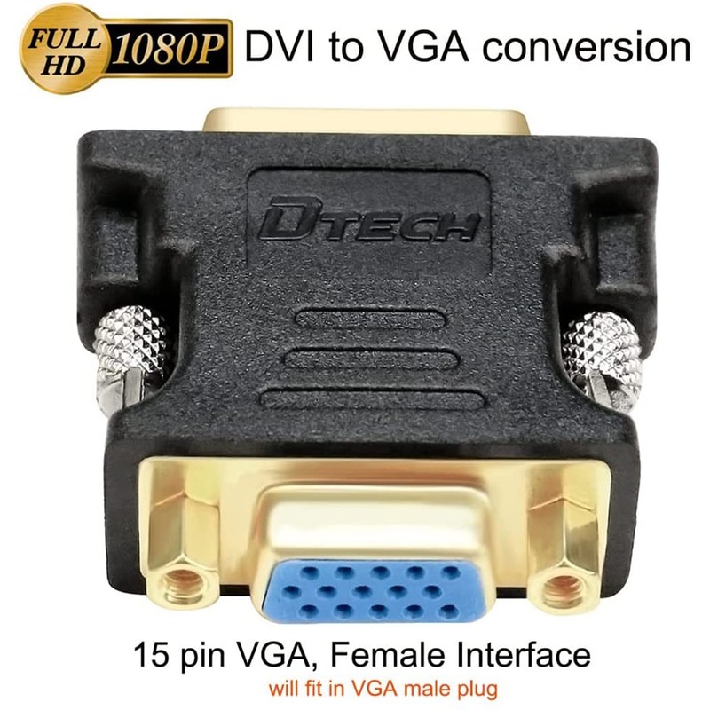DTECH DVI VGA Converter Adapter DVI-D (24+1) Male to VGA