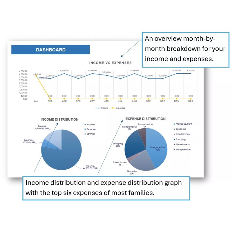 Excel Monthly Budget Planner Worksheet (Excel) w/Instructions (DIGITAL)