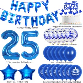 Balloons 25th Birthday Decoration Man Blue Happy Birthday 25th Birthday Party Decoration Set 25th Birthday Decoration Men 25th Birthday Man Decoration Blue Foil Balloons 25th Birthday Men Decoration