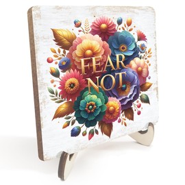 Inspirational Floral Christian Gifts for Women Religious Bible Verse Wood Sign Rustic Desk Decor Decorative Farmhouse Girls Room Decorations Desk Office Accessories Bookshelf Table Wooden Plaque