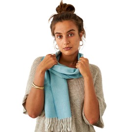 Apikuna® Baby Alpaca Scarf with Fringes for Men and Women - Autumn & Winter (180 x 30 cm, Light Blue) - Cuddly Warm and Breathable, 100% Baby Alpaca Wool, lightblue