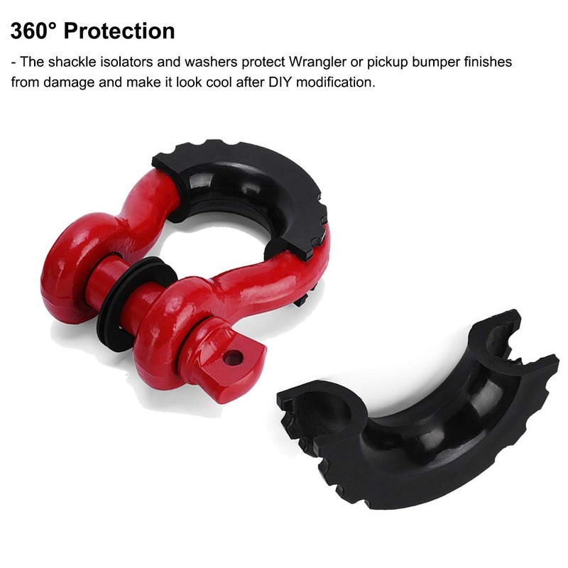MuHize Black D-Ring Isolator Kit for 3/4" Shackles - 2