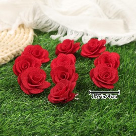 30 PCS Red Mini Rose Flower Hair Clips Red Rose Hair Clips Rose Flower Hair Headpiece Vintage Bridal Hair Pins Small Red Fabric Designs Bangs Claw Clips Mini Duckbill Hair Accessories for Women Girls