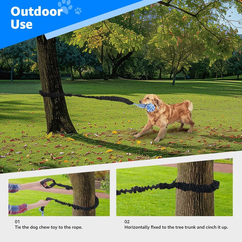 LOOBANI Spring Pole Dog Rope Toys - Tug of War