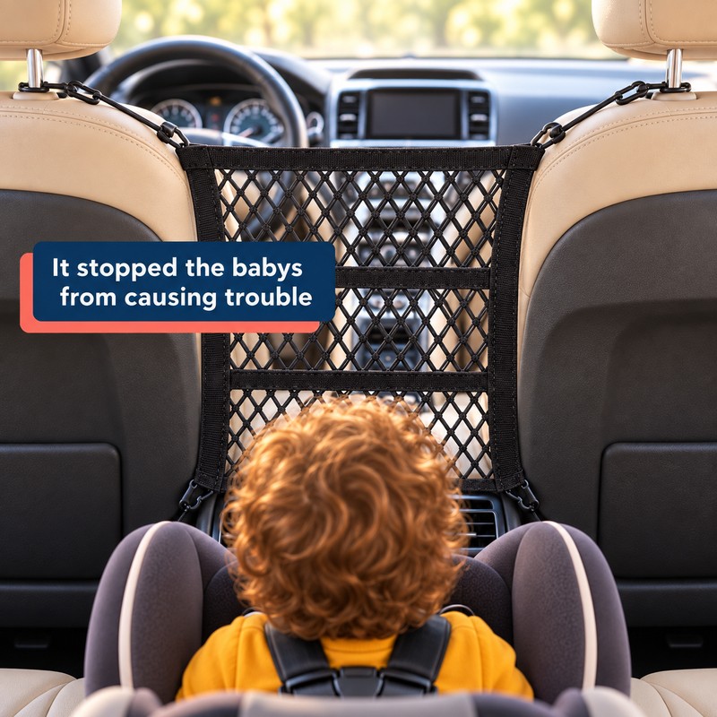 Car Storage Net Bag Between Seats Car Divider Child Safety