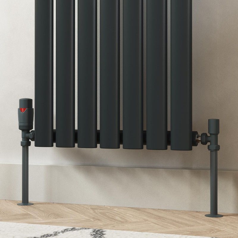 UK Radiators Thermostatic Radiator Valve (TRV) 15mm Angled Lockshield Valve