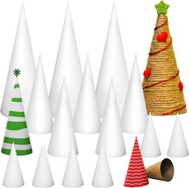 Christmas Paper Mache Cones, 3 Assorted Sizes Open Bottom Cone Cardboard Craft Cones for DIY Gnomes Trees Holiday Projects and Decorations (18)