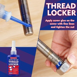 Thread Lock Blue 1.69 Fl oz/50 ml Medium Strength, Lock & Seal Nuts, Bolts, Fasteners and Metals, Blue Threadlocker Against Losening and Leakage