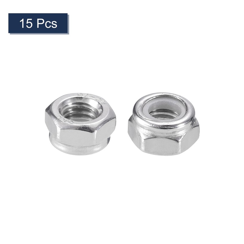 sourcing map 15Pcs M6 x 1 Nylon Insert Hex Lock