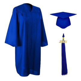 2025 Matte Graduation Cap and Gown Tassel Set, Royal Blue Size 54 - Junior/Senior High School/College Graduates