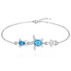 Turtle Anklet Ankle Bracelets for Women Sterling Silver Blue Opal