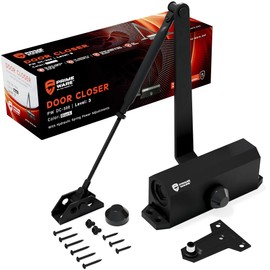 PrimeWare DC-300 Automatic Adjustable Door Closers for Home | Soft Close, No Slam | Residential and Commercial Door Closer | Level 3 | for Doors Weighing 90-140 lbs | Hydraulic Door Spring - Black