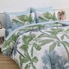 WONGS BEDDING Botanical Comforter Set King, 7 Pieces Blue Palm