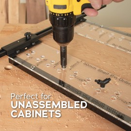 Deluxe Dual Sided Shelf Pin Jig With 1/4" And 5mm Self Centering Drill Bits, Adjustable Shelf Jig for Easy Alignment On Both Sides, Easy Setup Shelving Templates