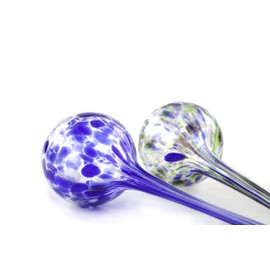 Aqua Globes - 2 Pack - Decorative Hand-Blown Glass Plant Watering Bulbs