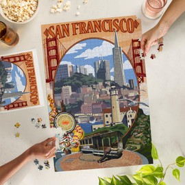 Lantern Press 1000 Piece Jigsaw Puzzle, San Francisco, California, Montage Scenes